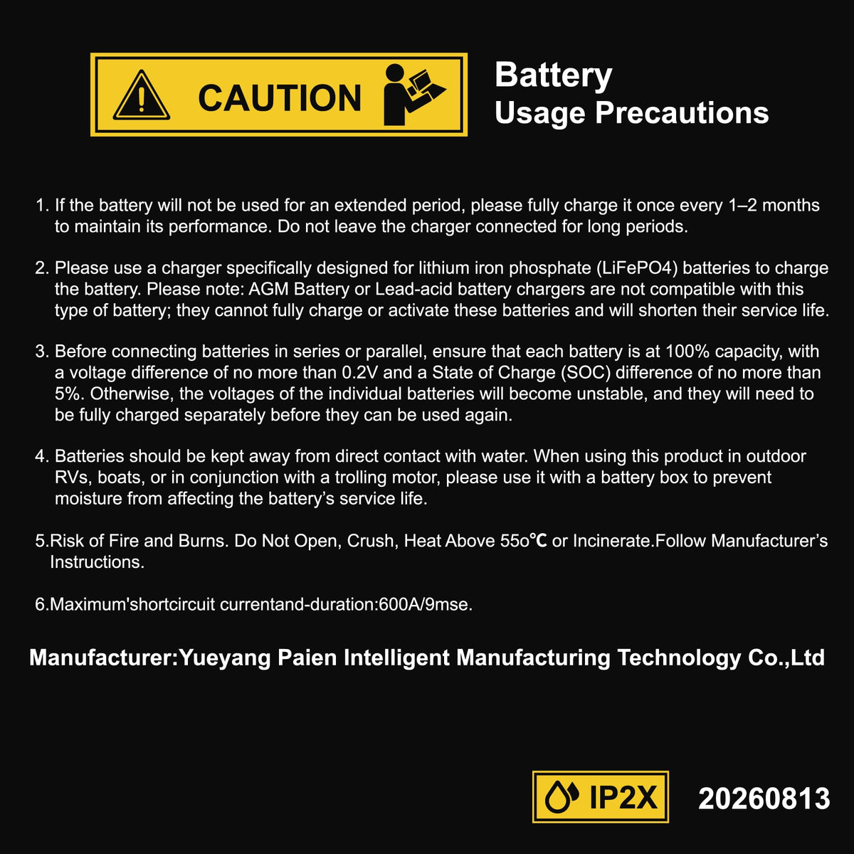 12V 100Ah LiFePO4 Battery with 100A BMS K903175