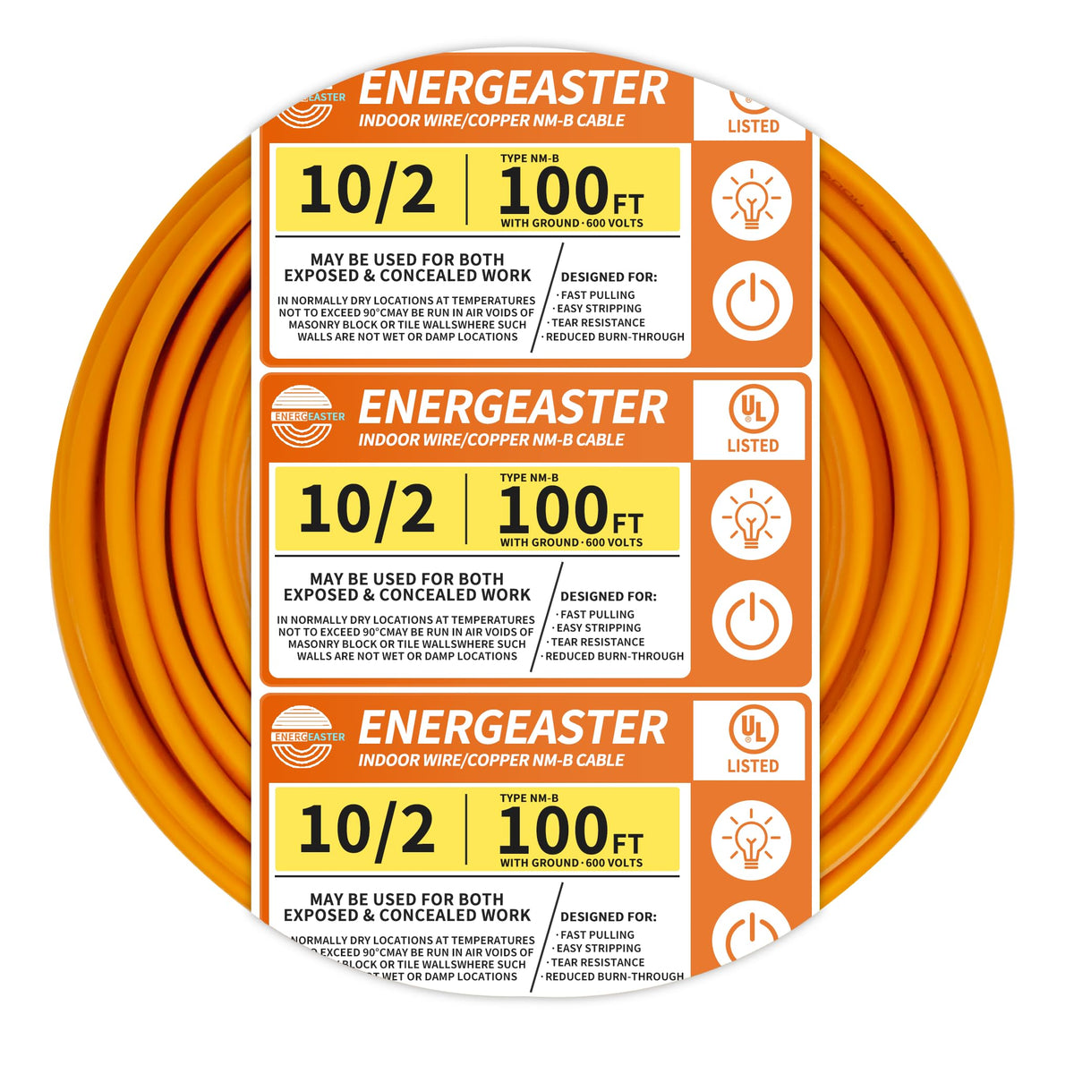 Orange 10 Gauge 2 Conductors NMB Cable 100ft K25251
