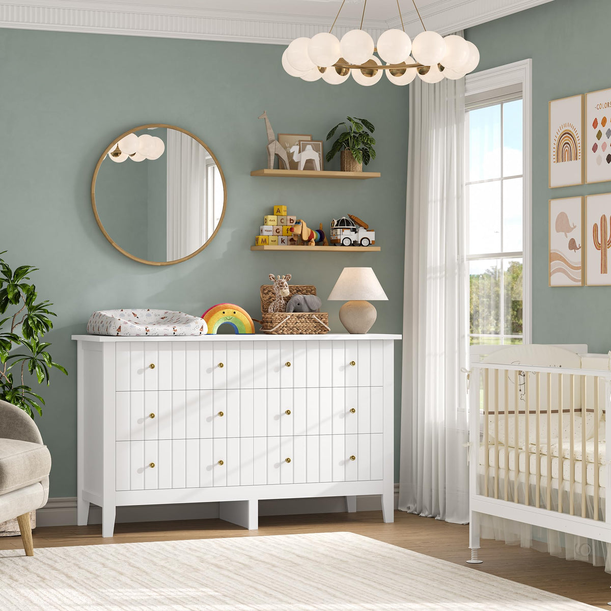 White 6 Drawer Dresser I51976
