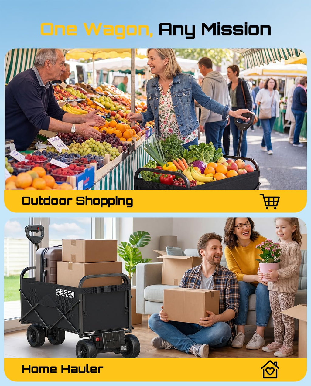 Electric Wagon Cart with 2 x 4.0Ah Batteries I91484