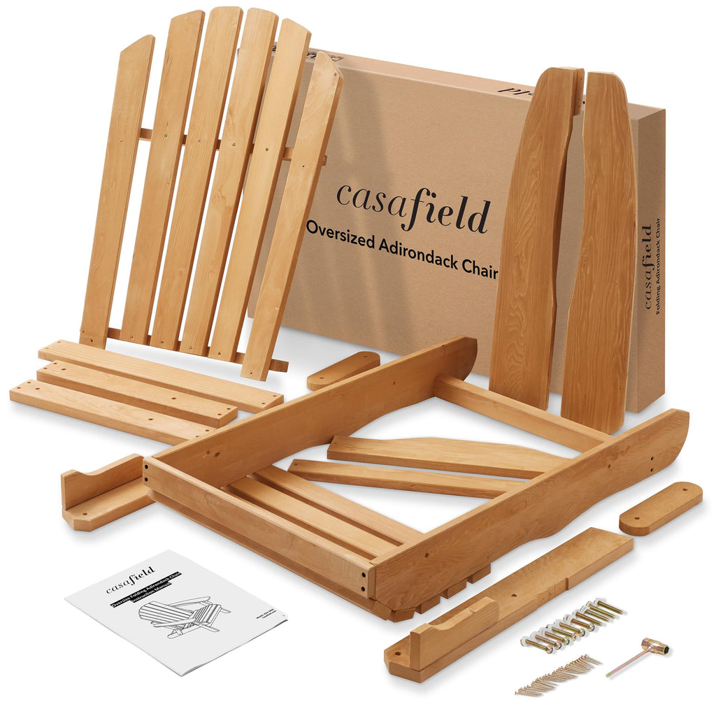 Oversized Folding Adirondack Chair Set of 2 Cedar Wood D9407