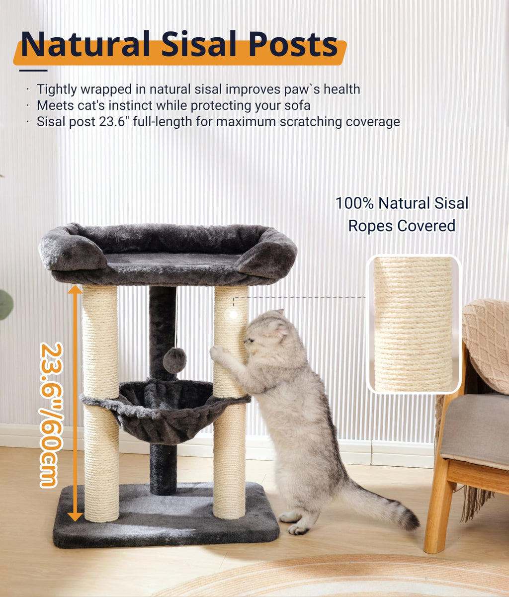 28" Cat Tree with Hammock and Removable Cover V2514