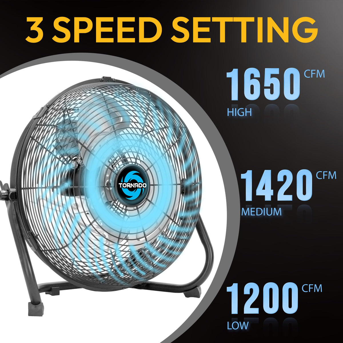 12 Inch 3-Speed High Velocity Metal Floor Fan F39076