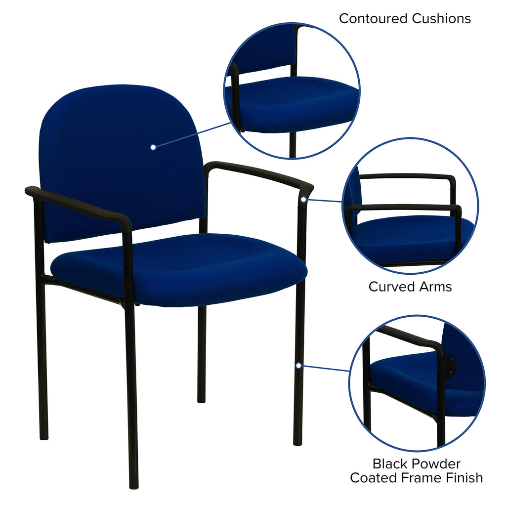 Navy Fabric Stackable Steel Side Chair Z34955
