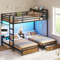 Black Twin Over Twin Triple Bunk Bed with Storage Drawers V27603