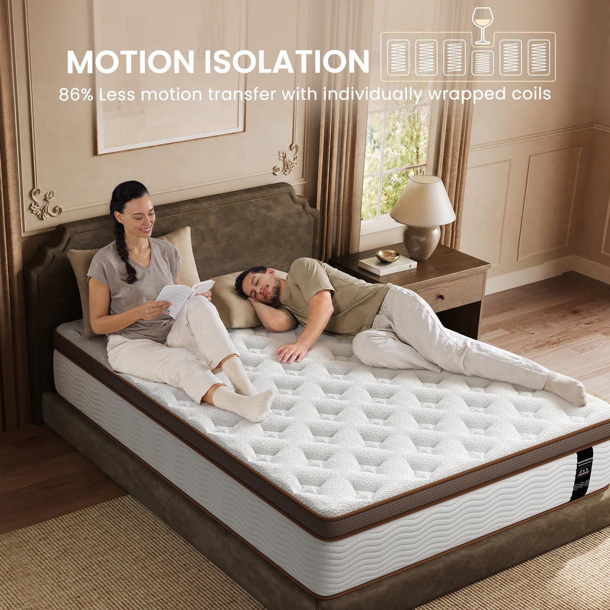Queen Size 14 Inch Hybrid Mattress with Memory Foam X98700