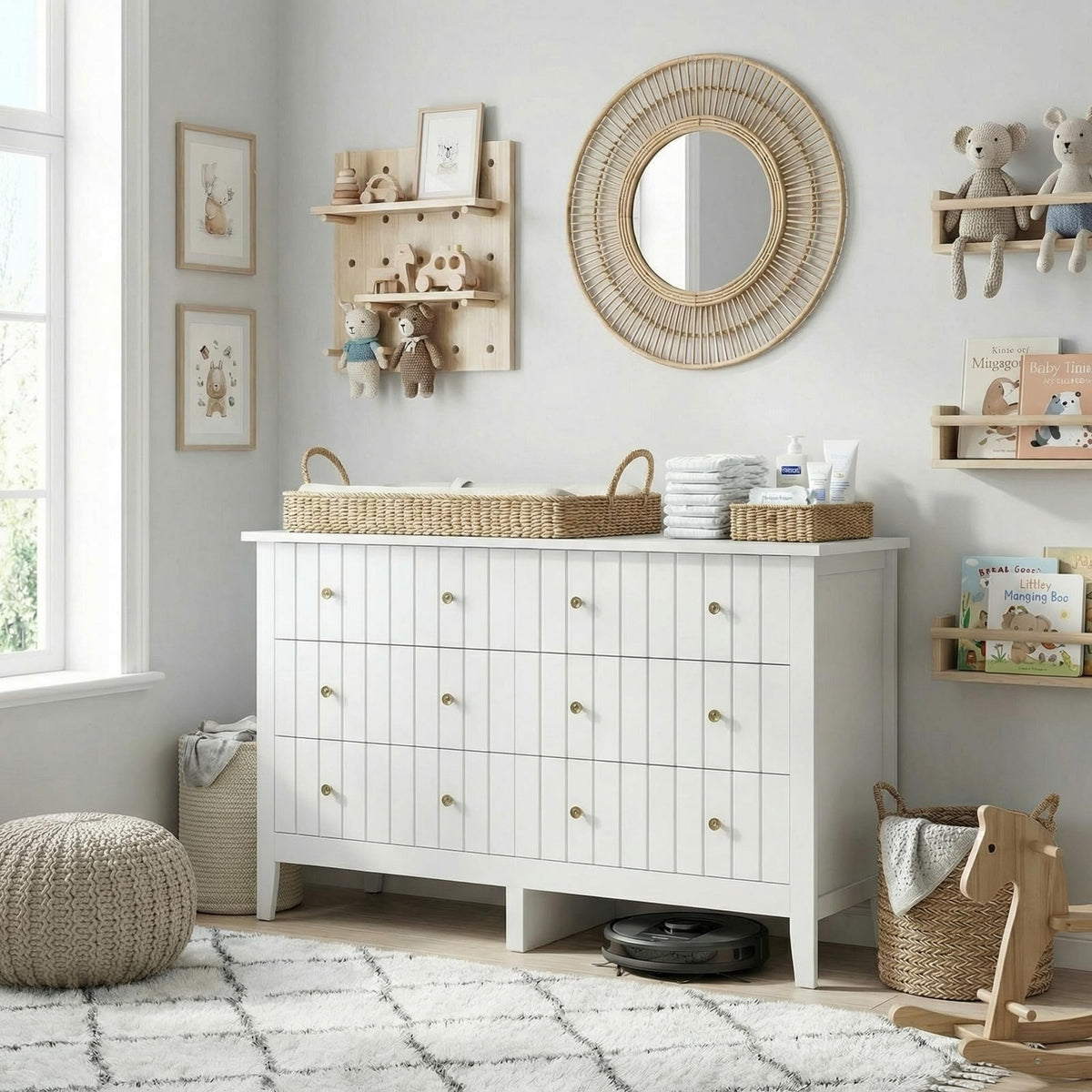 White 6 Drawer Dresser I51976