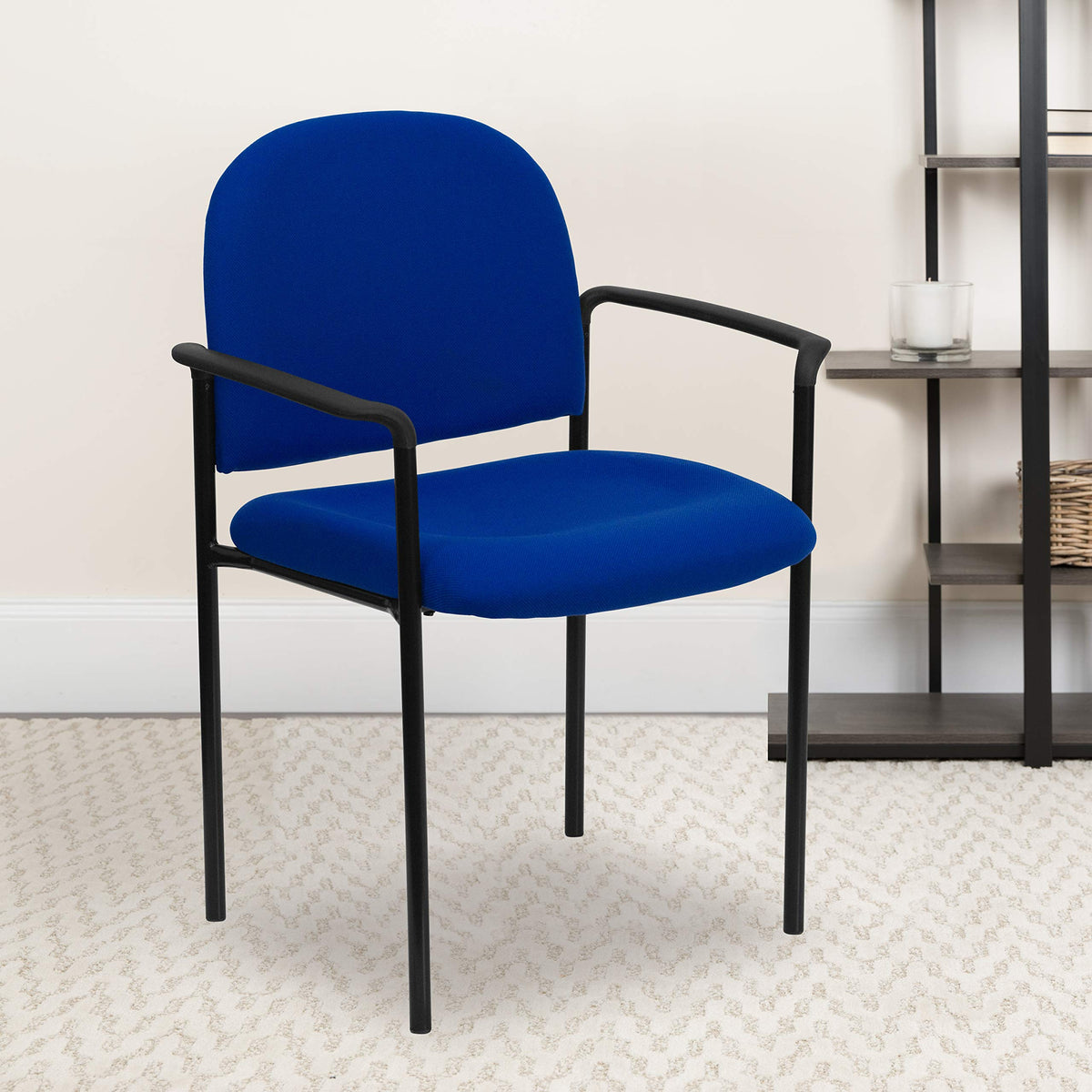 Navy Fabric Stackable Steel Side Chair Z34955