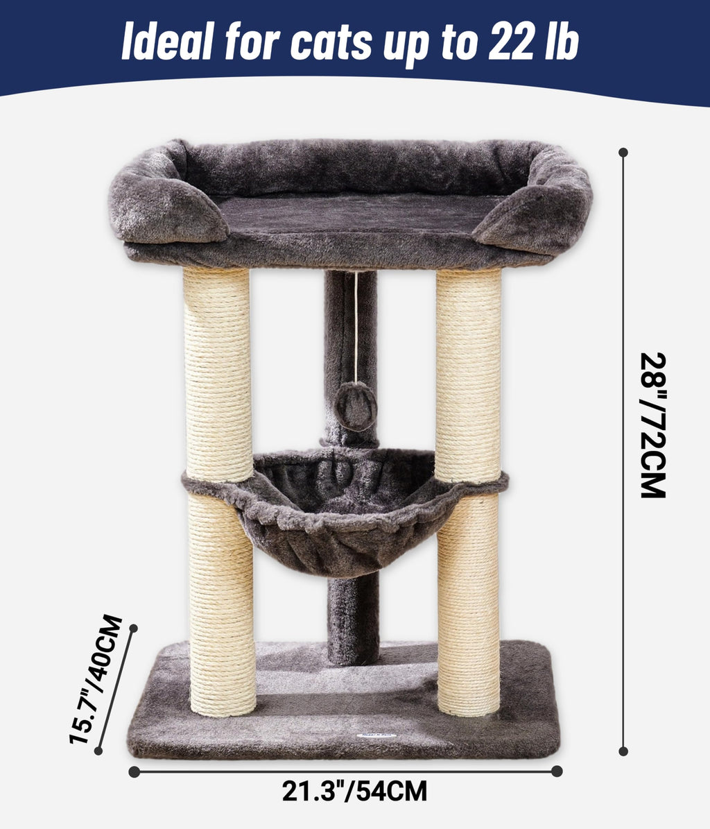 28" Cat Tree with Hammock and Removable Cover V2514