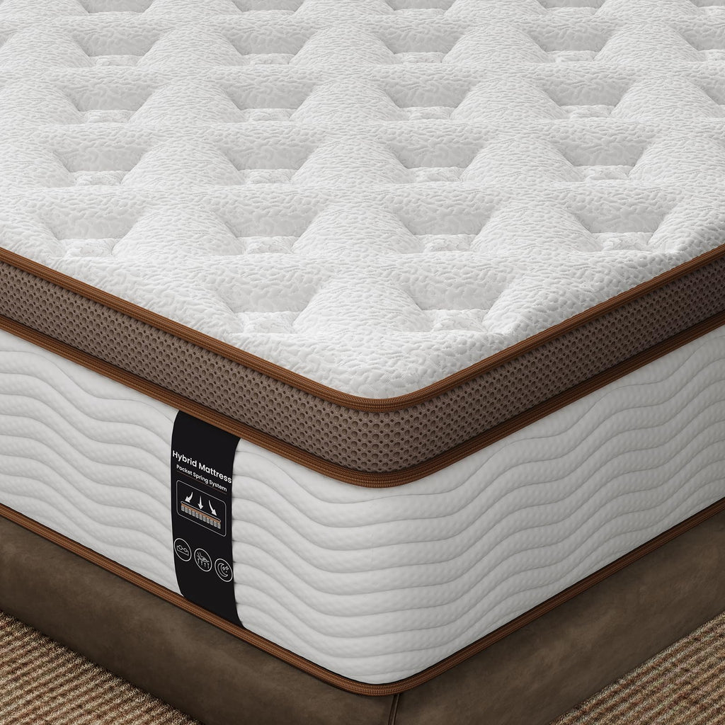Queen Size 14 Inch Hybrid Mattress with Memory Foam X98700