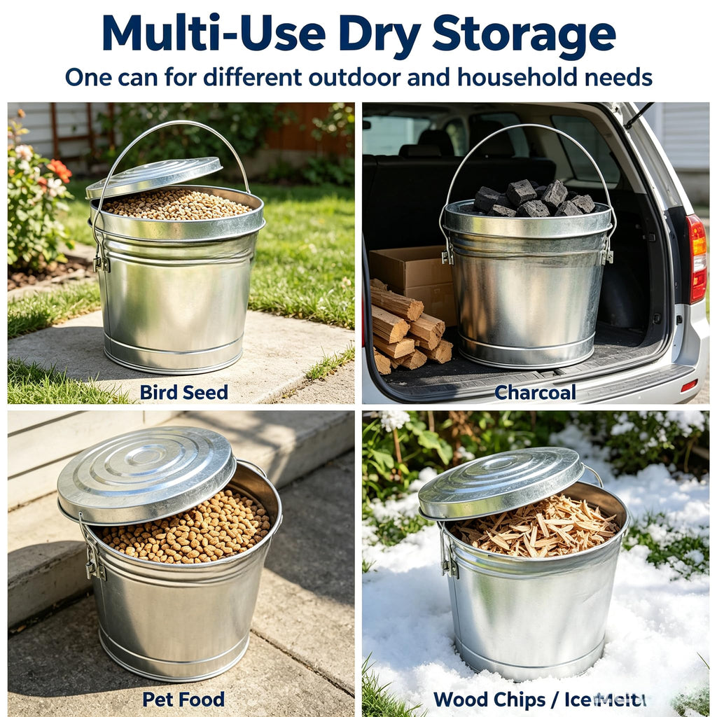6 Gal Galvanized Steel Storage Can Locking Lid E81253