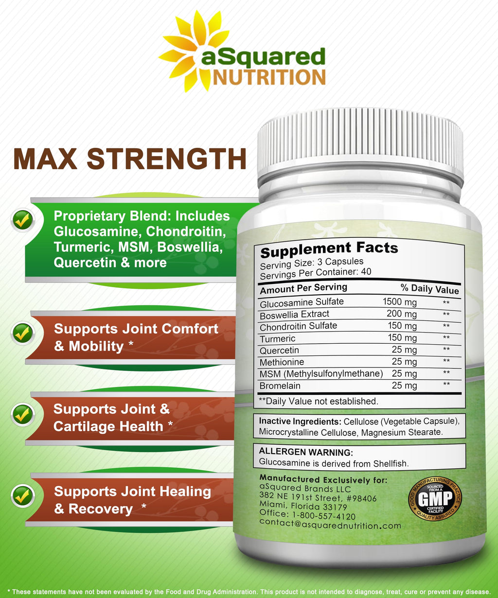Glucosamine Chondroitin Turmeric MSM Boswellia 120 Capsules Supplement F41767