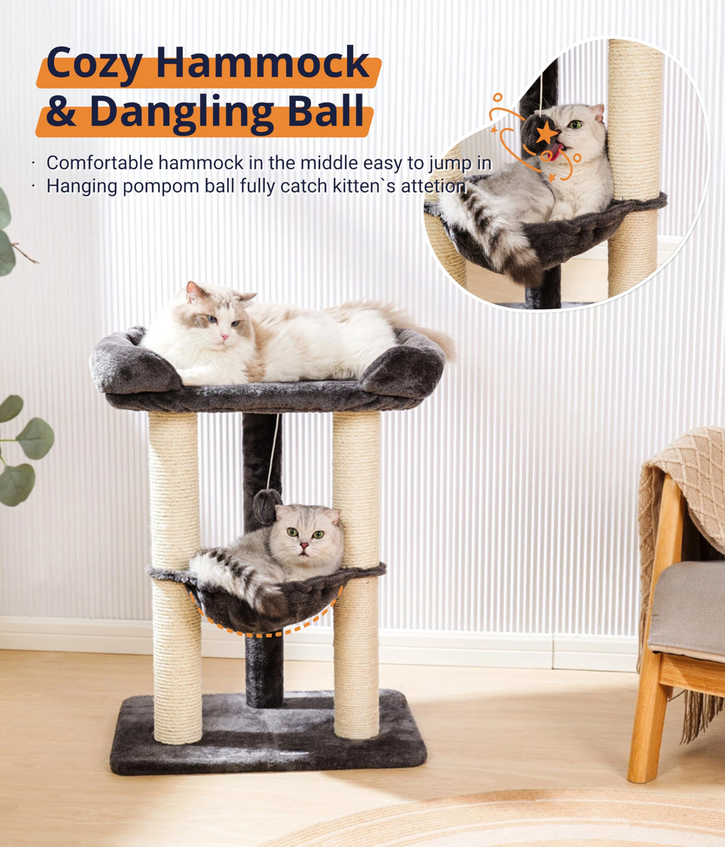 28" Cat Tree with Hammock and Removable Cover V2514
