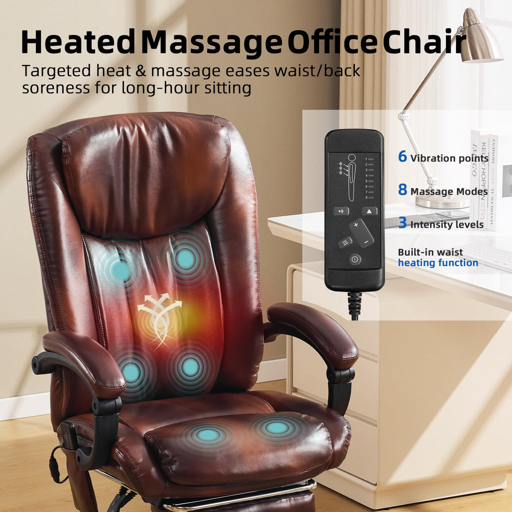 Brown PU Leather Heated Massage Executive Chair T922436