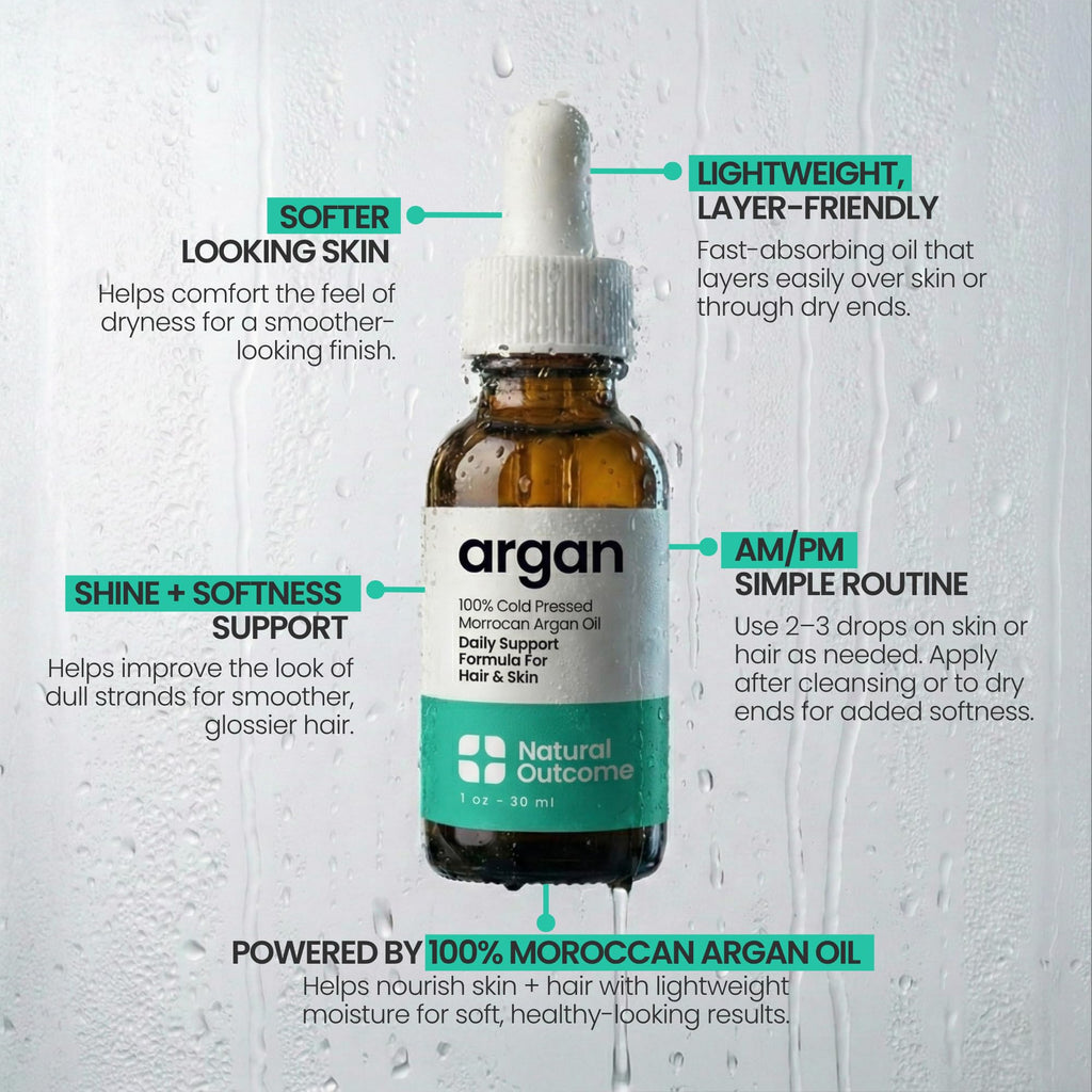 Argan Oil 100% Pure Moroccan Cold-Pressed Face, Body and Hair Oil 1 oz D73677
