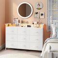 White 9 Drawer Dresser with LED Light and Charging Station I190727