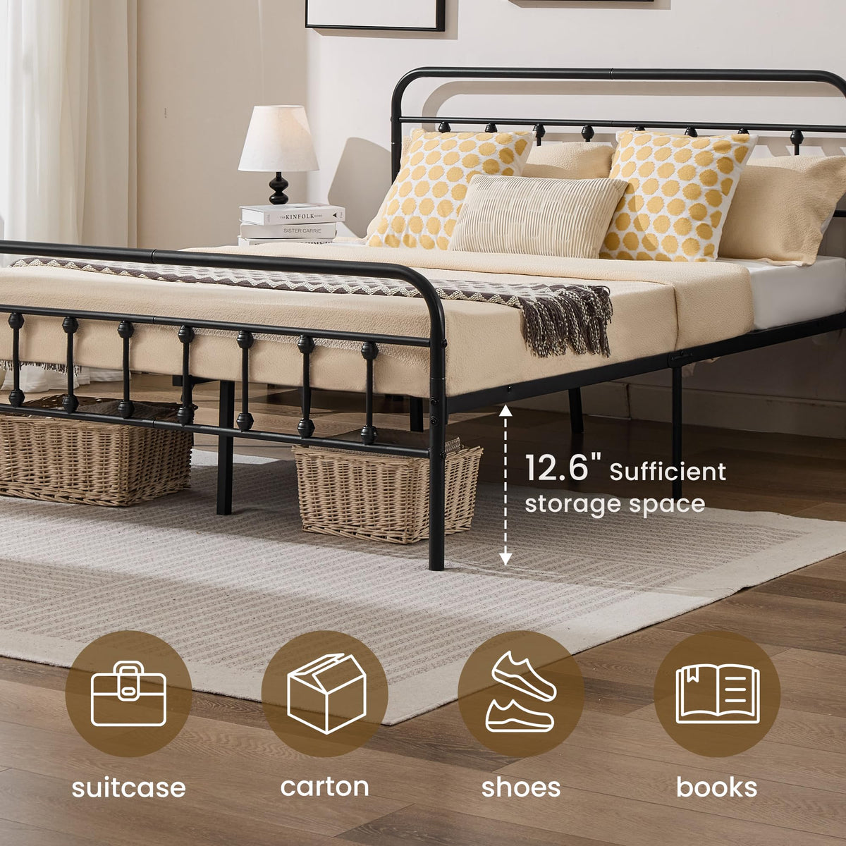 Full Metal Platform Bed Frame with Headboard and Footboard R97792