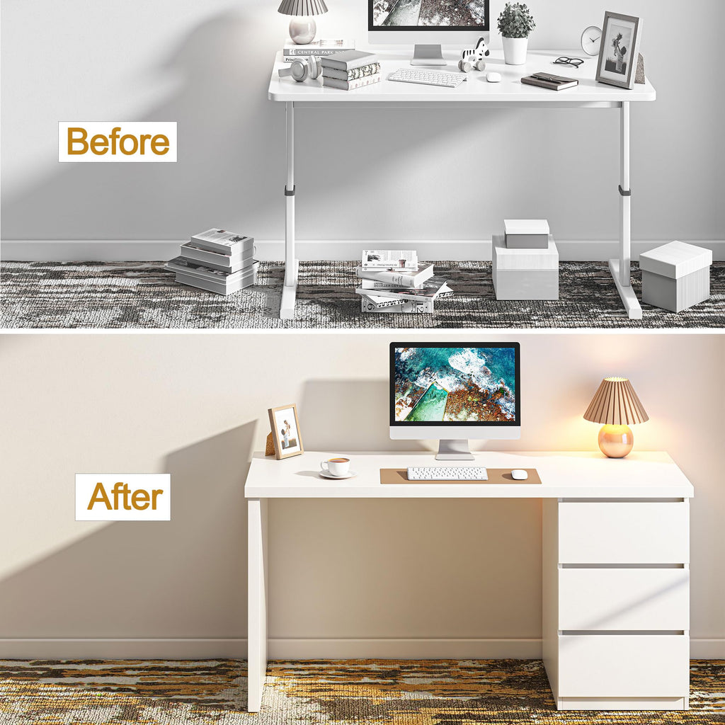White Desk with Drawers T815