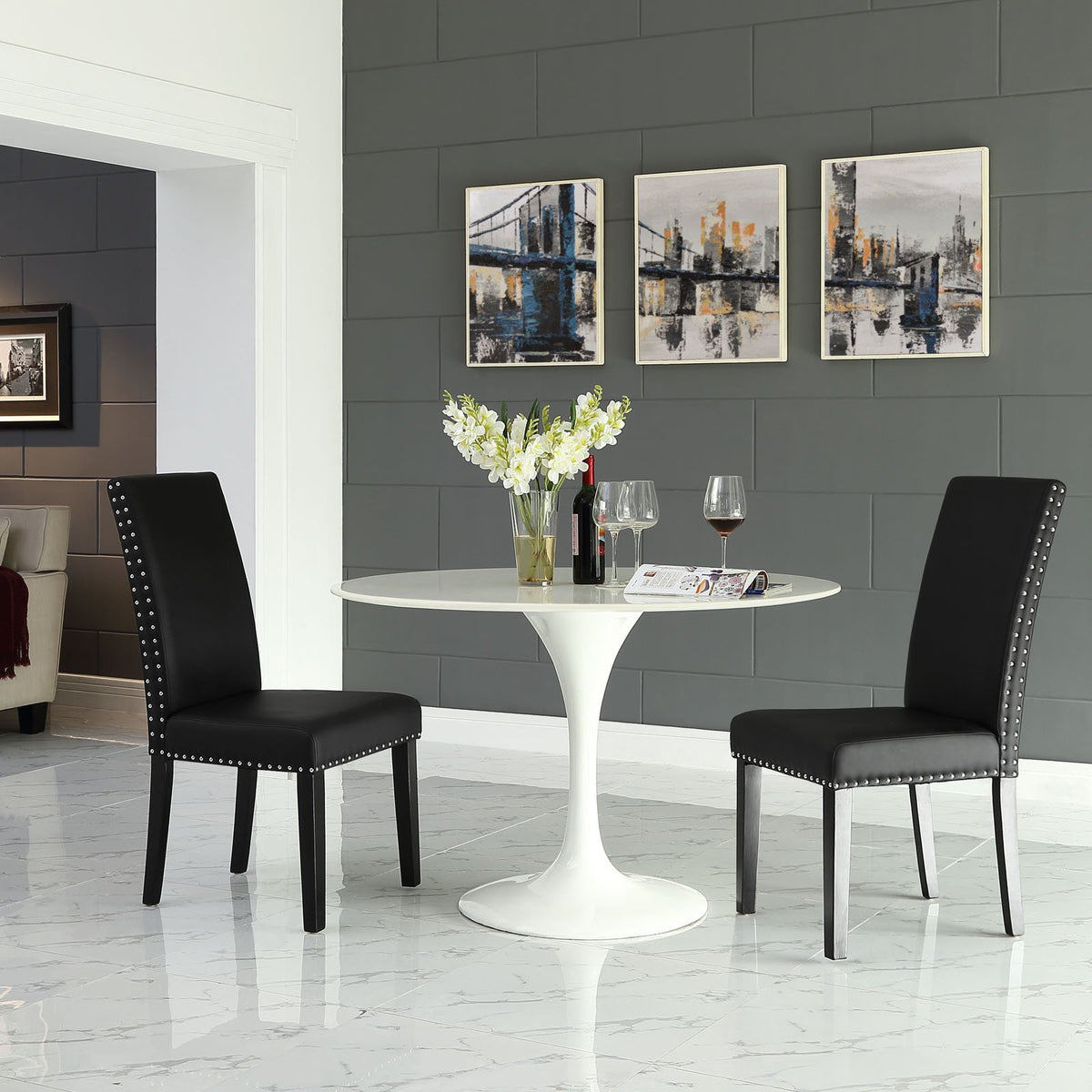 Black Faux Leather Dining Chair Q63429