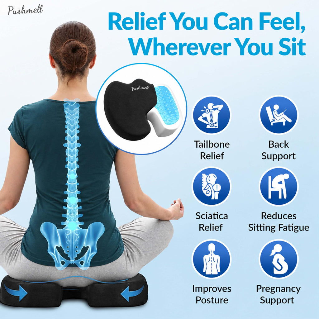 Memory Foam Gel Seat Cushion with Extra Cover T172