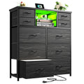 Black 10 Drawer Dresser with LED & Charging Station V122673