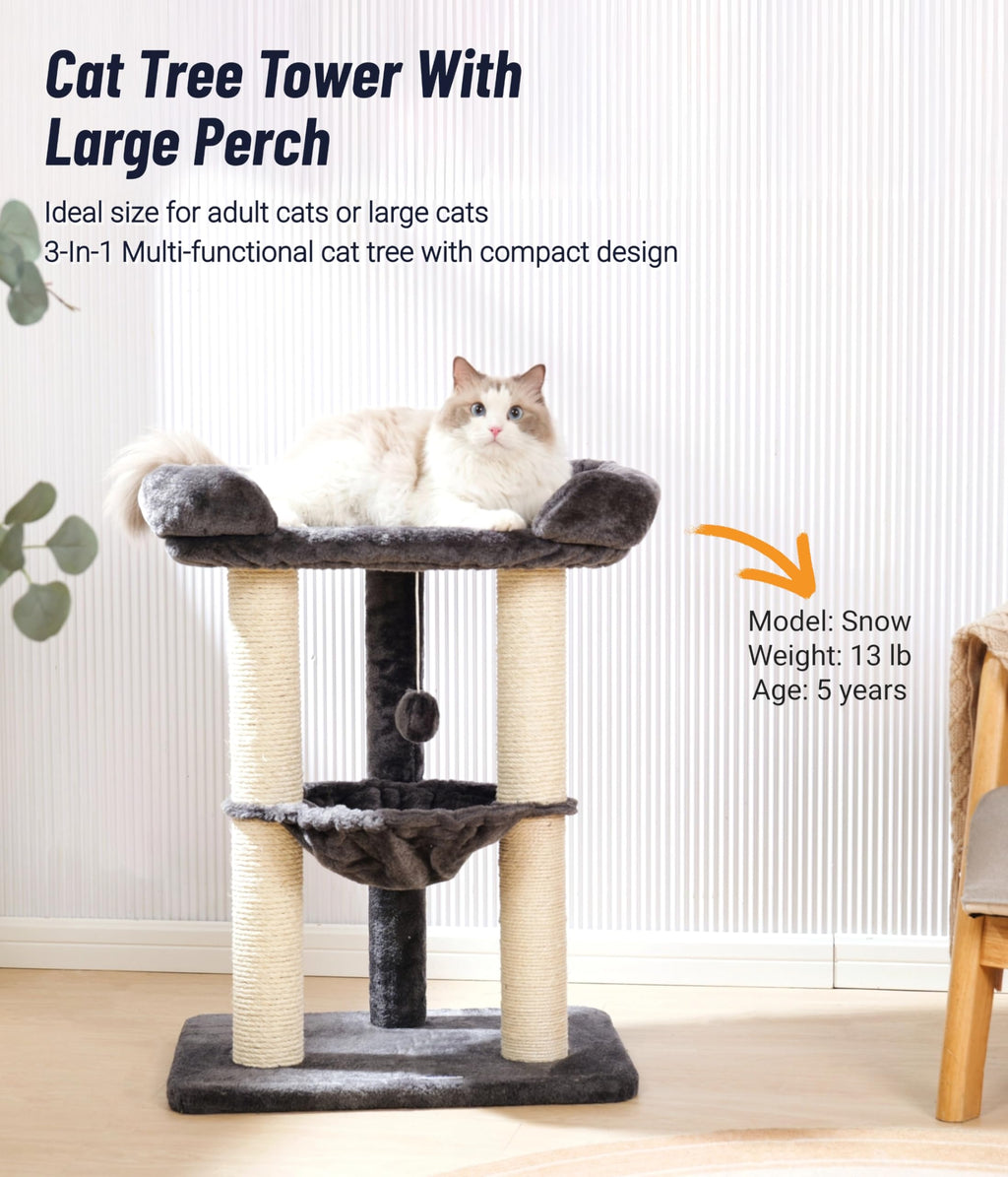 28" Cat Tree with Hammock and Removable Cover V2514