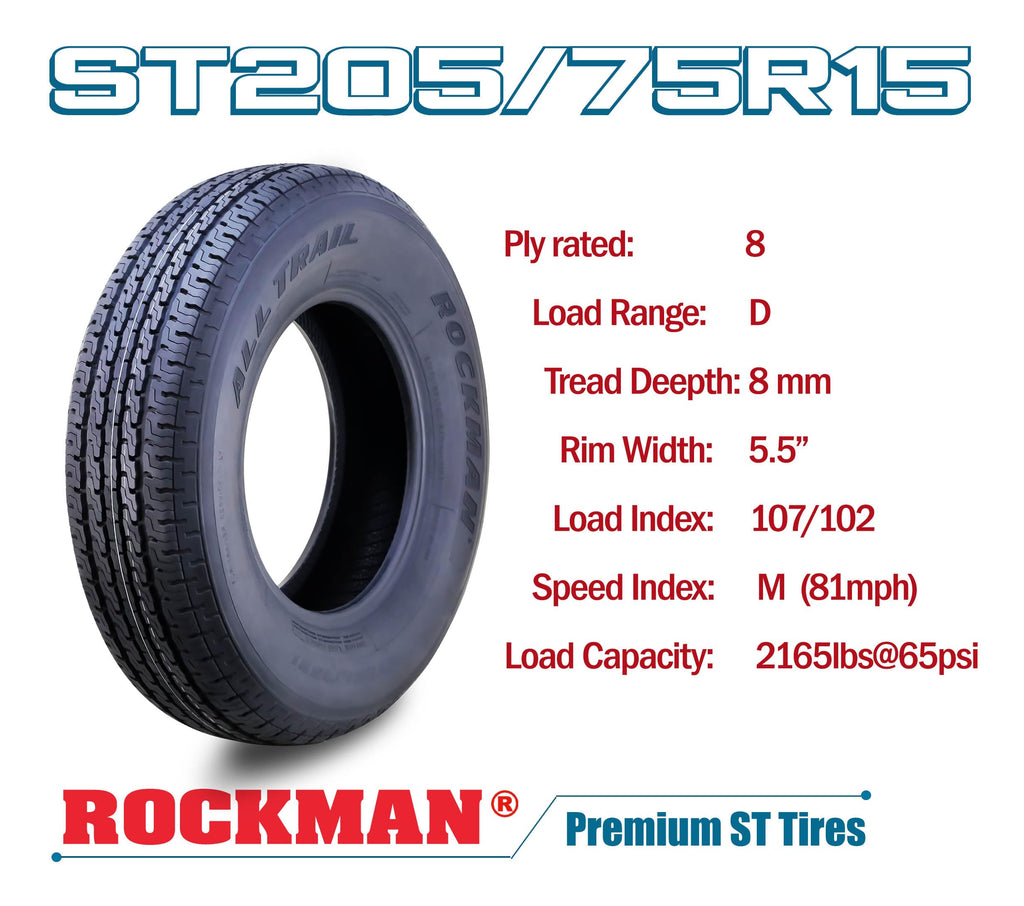 ST205/75R15 Trailer Tire and Wheel H865673