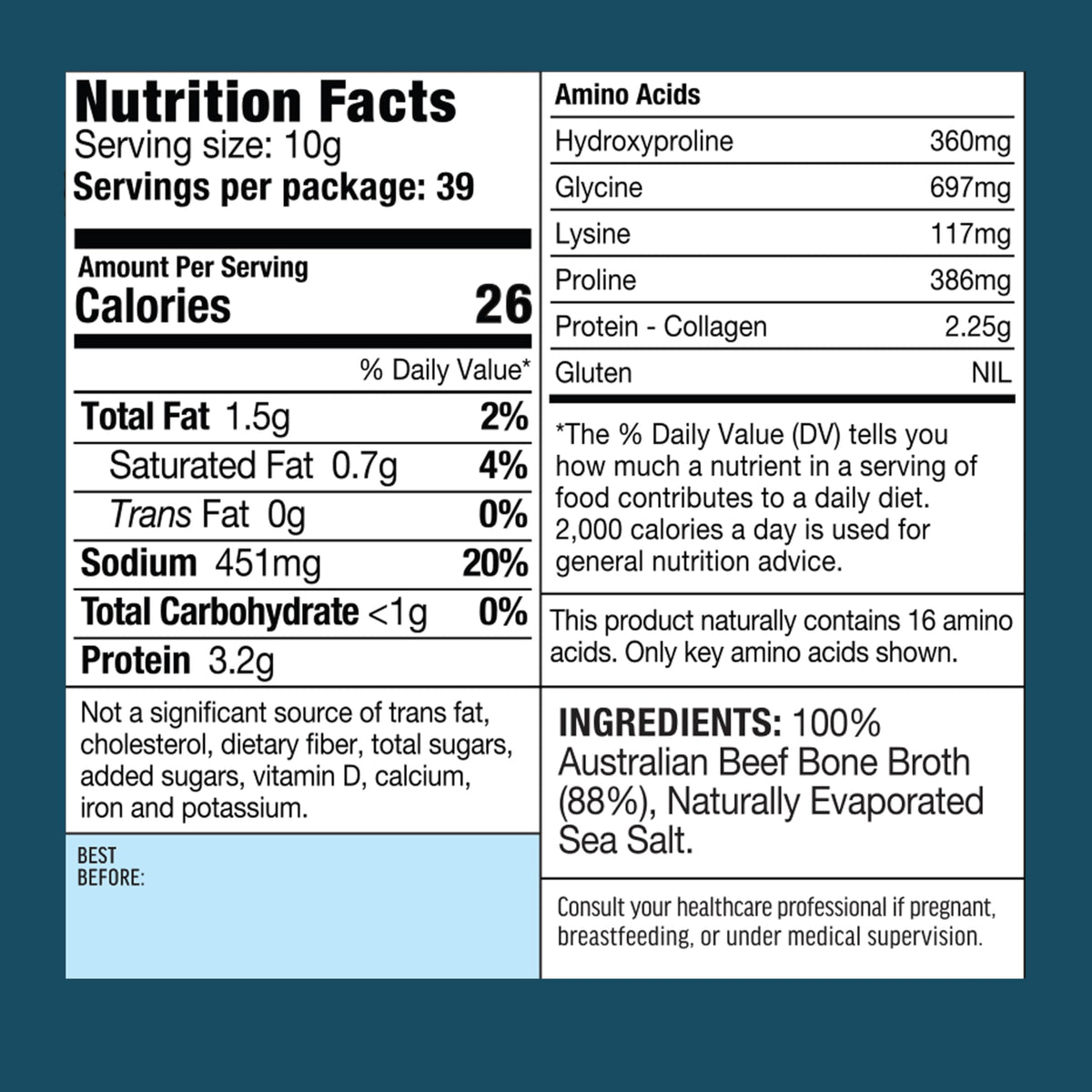 Natural Beef Bone Broth Concentrate 13.26 Floz W6791