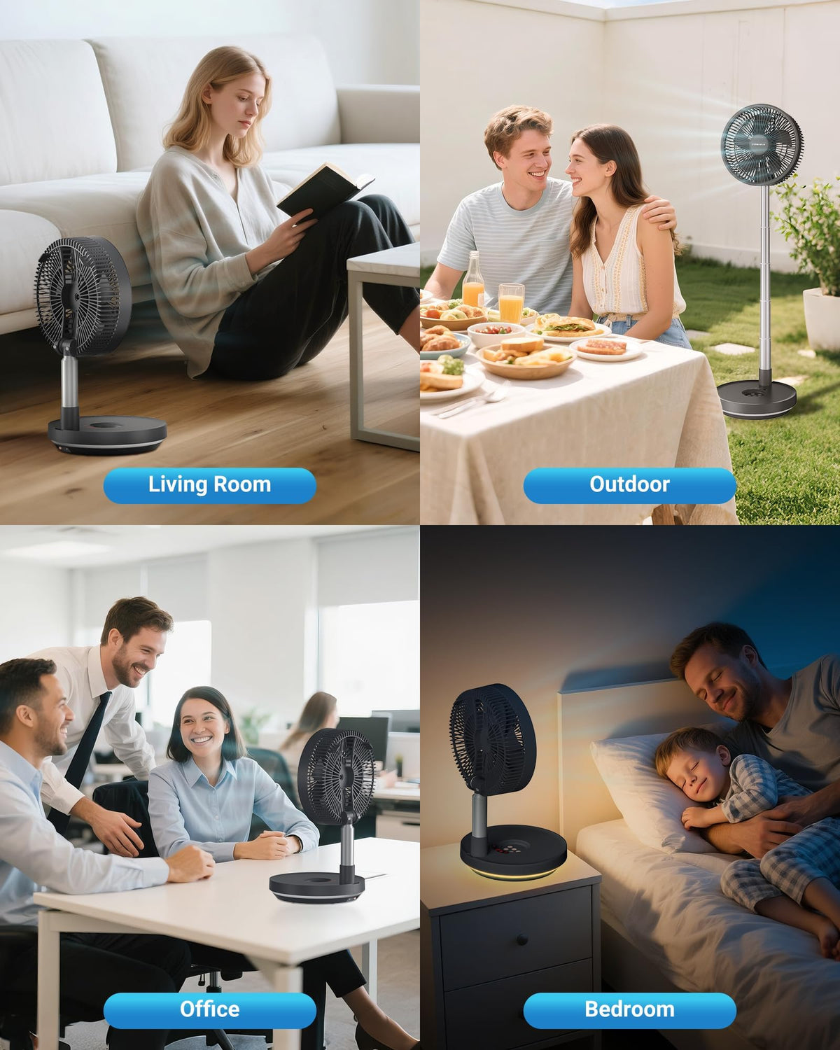 10" Portable Oscillating Fan with 10000mAh Rechargeable Battery J88748
