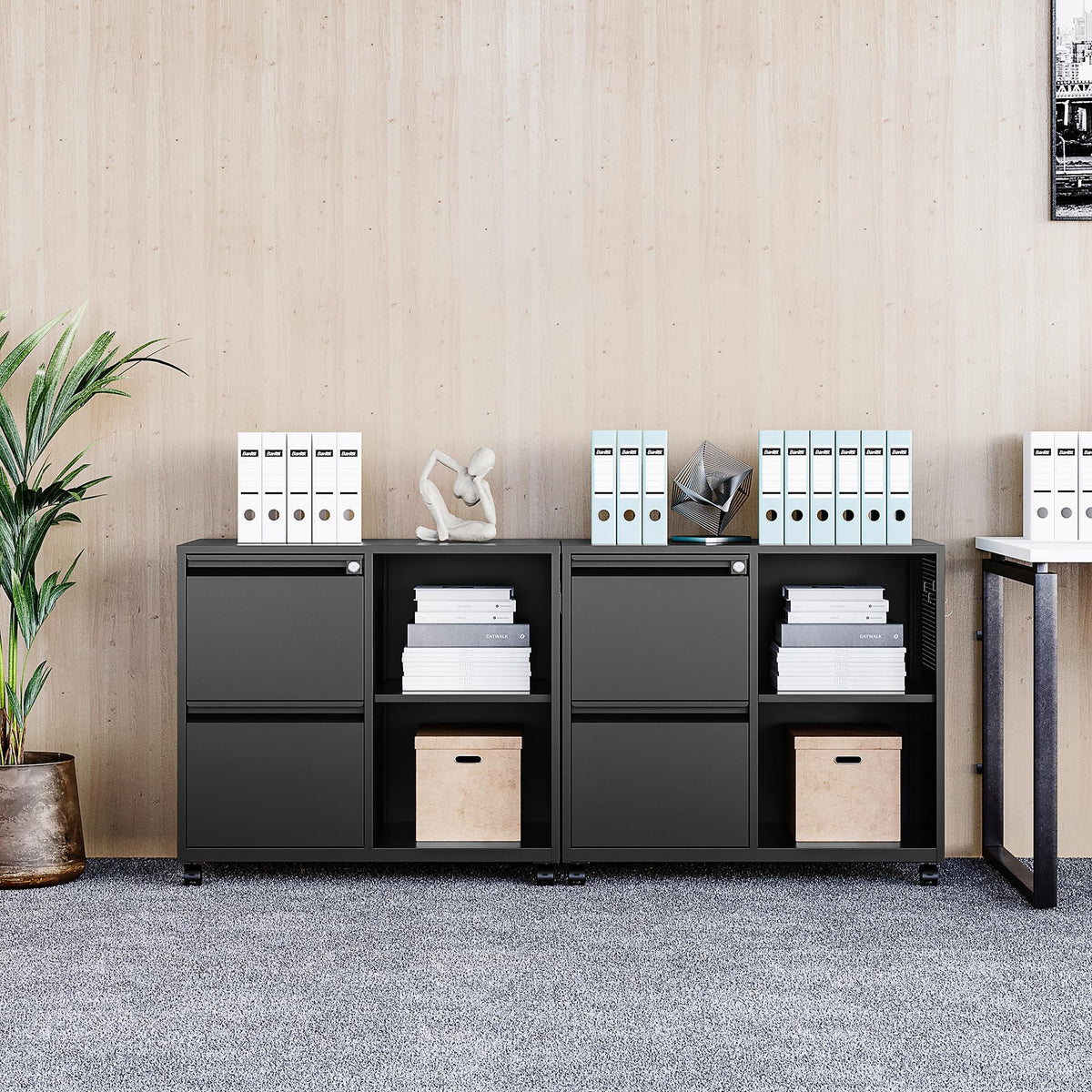 2 Drawer Metal File Cabinet with Lock and Shelf R7671