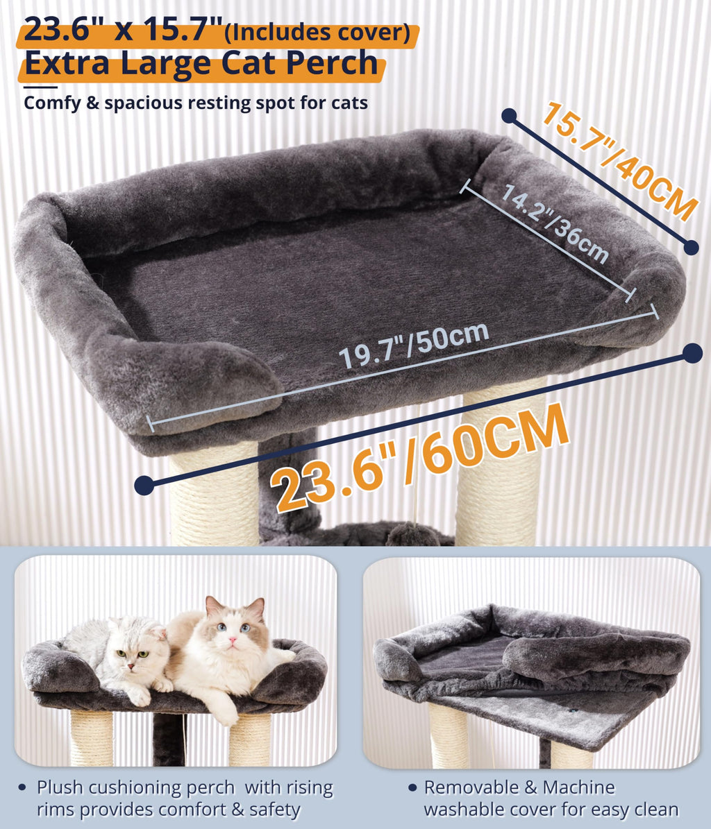 28" Cat Tree with Hammock and Removable Cover V2514