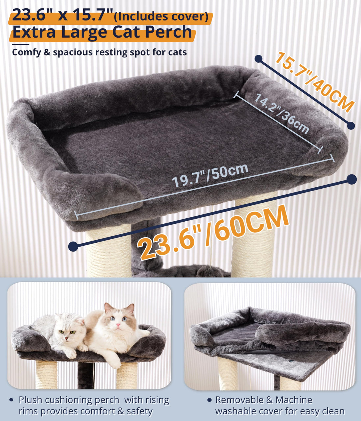28" Cat Tree with Hammock and Removable Cover V2514