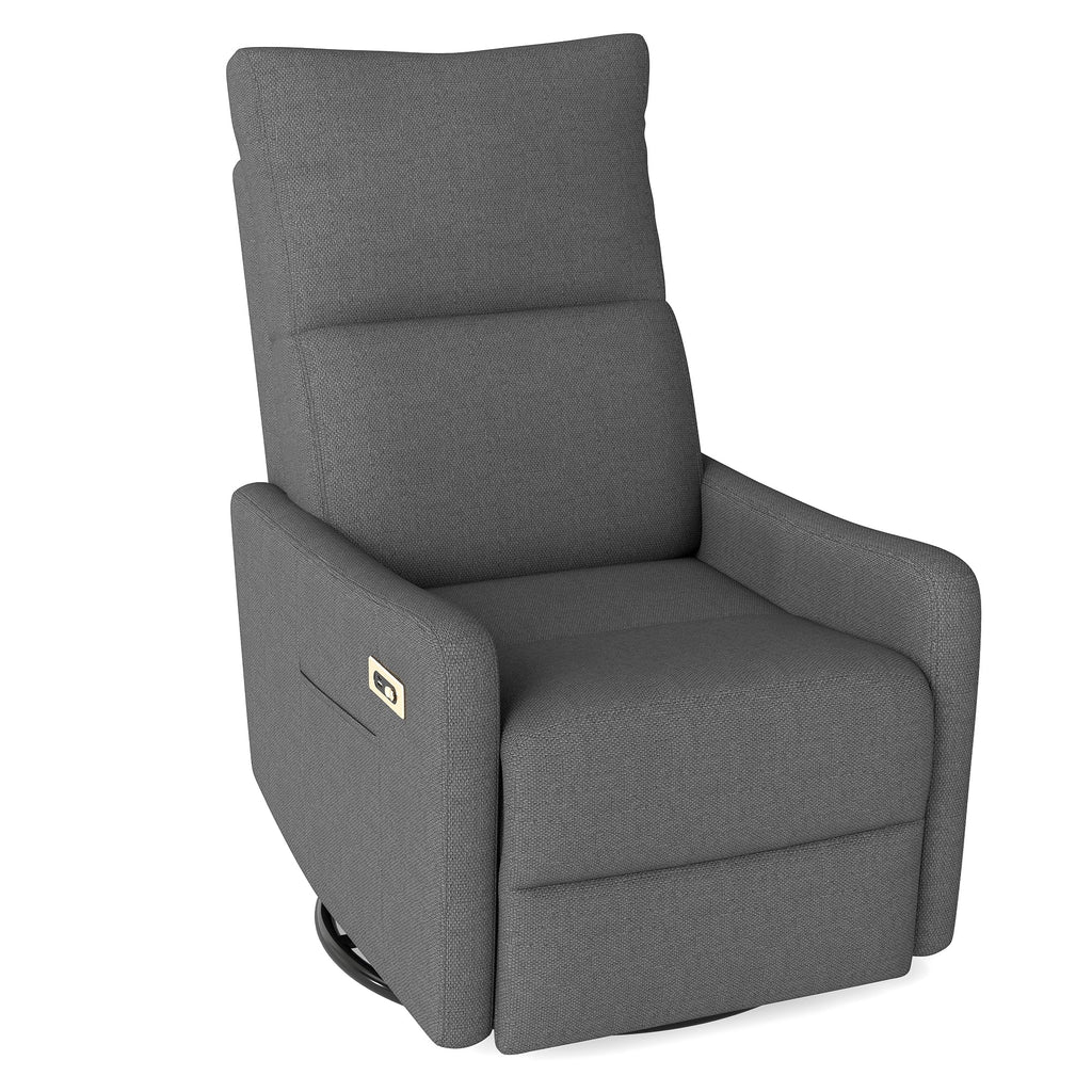 Dark Gray Velvet Swivel Rocker Chair Q73037