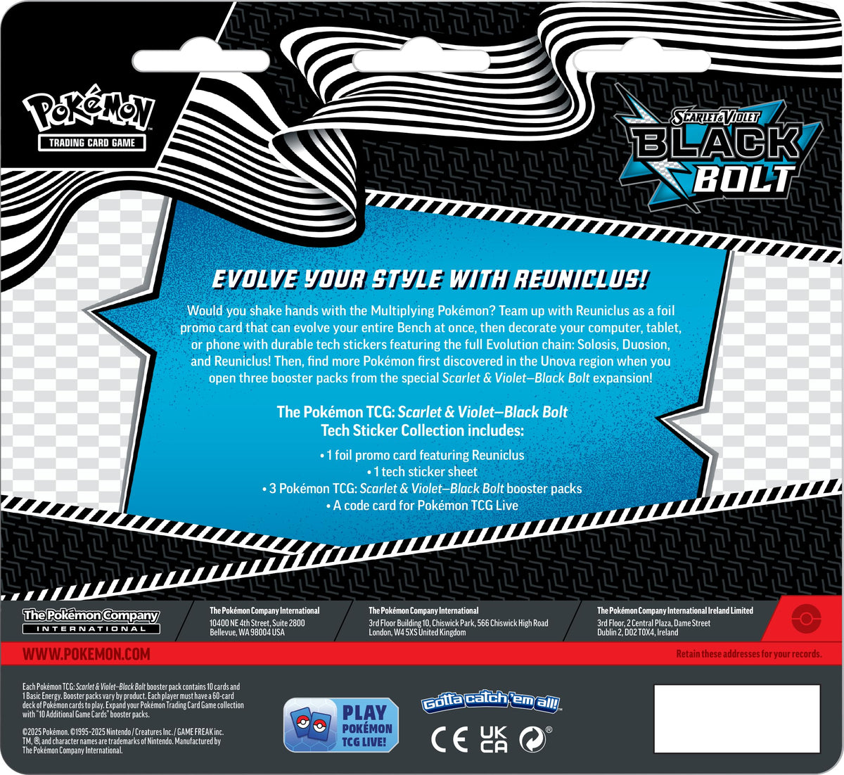 Pokemon TCG Black Bolt Tech Sticker Blister A83881